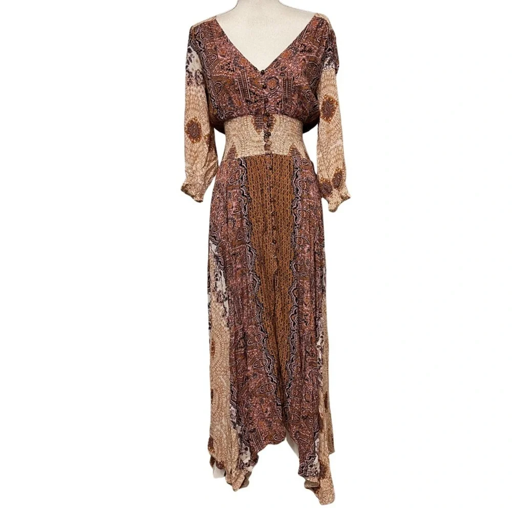 Free People Mexicali Rose Maxi Dress SZ XS Bohemian Feminine Coquette READ